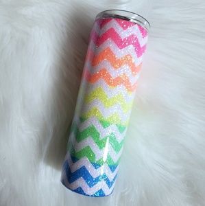 Chevron glittered tumbler
